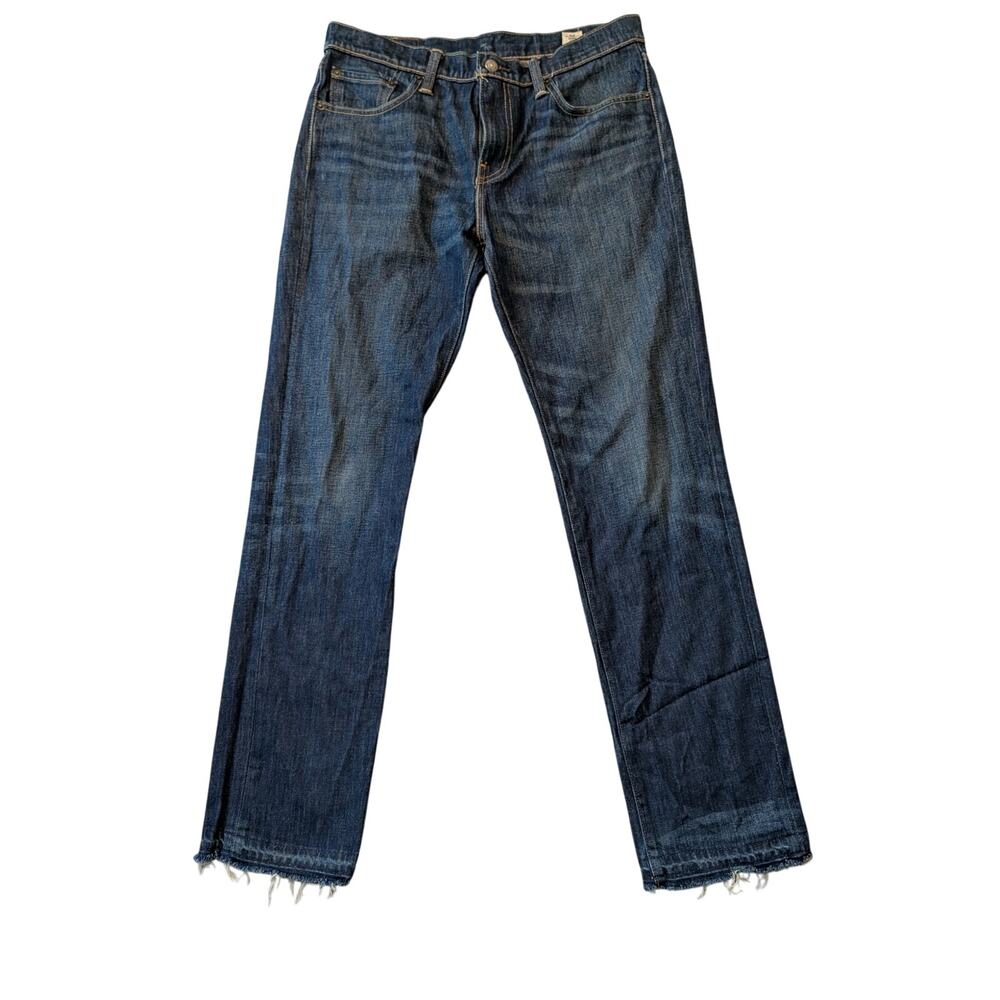 Levi's Men 511 Slim Fit White Oak Cone Denim Jeans Dark Wash Blue 33x34 Raw Hem